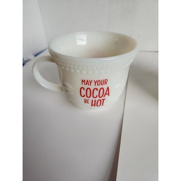 Hallmark 2 Hot Cocoa Mugs White Wide Mouth Marshmallow - Picture 4 of 7